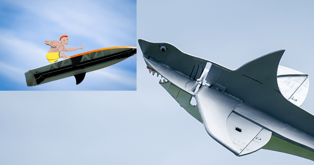 Northern Aces RC Air Show Team surfer and shark